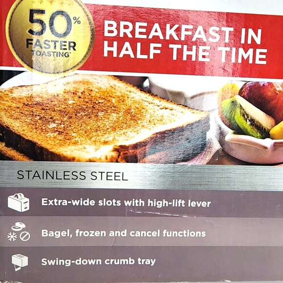 BLACK+DECKER Toaster -Rapid Toast- 2-Slice- Stainless Steel-NEW IN BOX - Picture 10 of 11